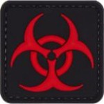 Нашивка PVC/ПВХ с велкро Biohazard квадрат 5 см черно-красный